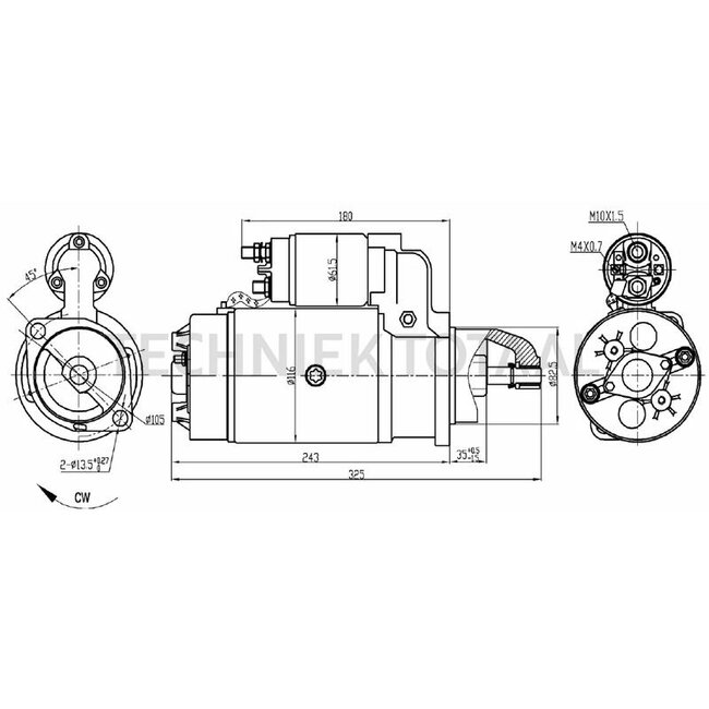 HELLA Startmotor 12 V, 3,1 kW, 10 tanden, Ø 83 mm, rechtsdraaiend