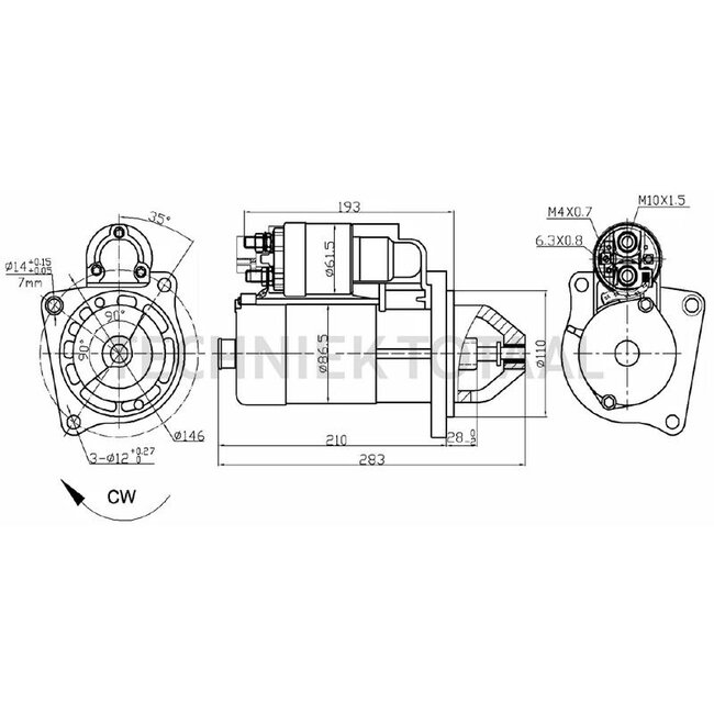 HELLA Anlasser 12 V, 2,3 kW, 9 Zähne, Montage Ø 110 mm, rechtsdrehend