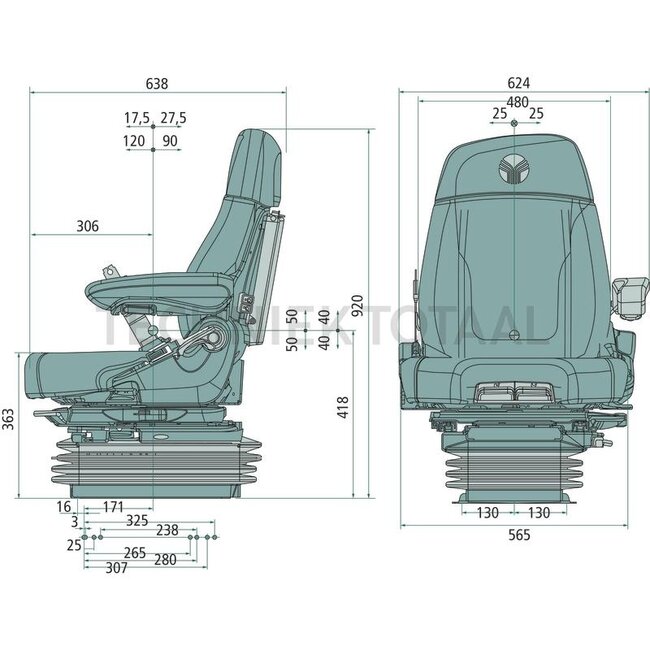 GRAMMER Traktorsitz Maximo Dynamic Plus luftgefedert, 565 mm, John Deere