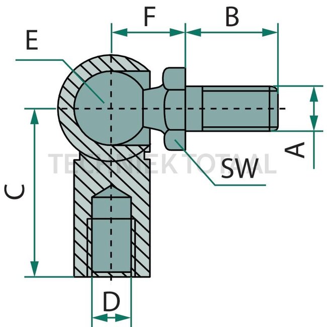 Stabilus Angle joint M8, 25 mm, wrench size 13