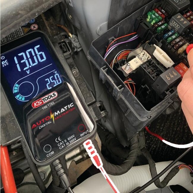KS Tools Automatik Digital-Multimeter mit Prüfspitzen und Tasche | 150.1765