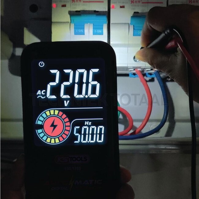 KS Tools Automatik Digital-Multimeter mit Prüfspitzen und Tasche | 150.1765