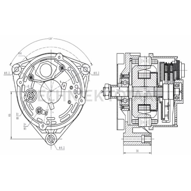 HELLA Alternator 14 V, 120 A, without belt pulley | 8EL 015 643-161, 01181250, 12270612, 130100090006, G198902011010