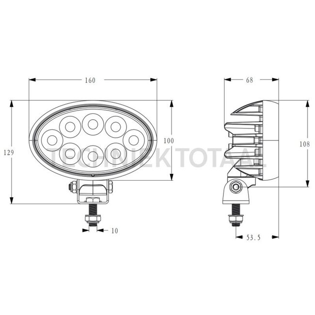 GRANIT Arbeitsscheinwerfer LED Fernscheinwerfer 4400 lm, 56 W, 10 - 30 V, 160 x 100 x 68 mm | 11995797, 3786668M93, 4272829M91, 84254565, 84254566