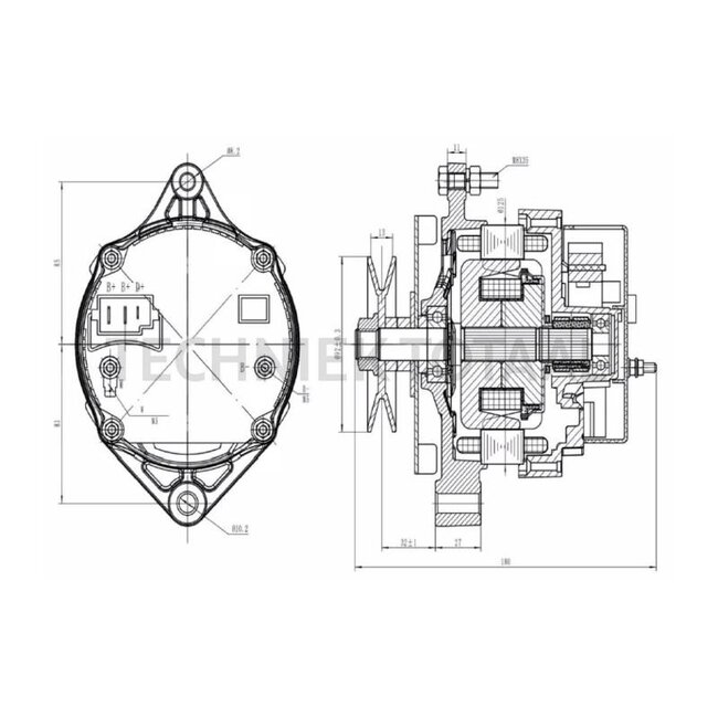 HELLA Alternator 14 V, 65 A, pulley Ø 92 mm, 1 groove Massey Ferguson 231 | 8EL 015 643-221, 3405390M1