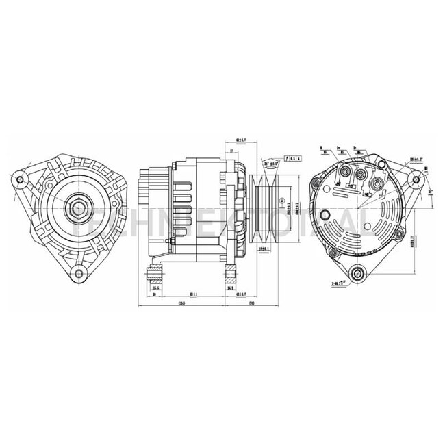 HELLA Generator 14 V, 65 A, ohne Riemenscheibe Perkins AK 1004.40T | 8EL 015 643-041, 2871A306