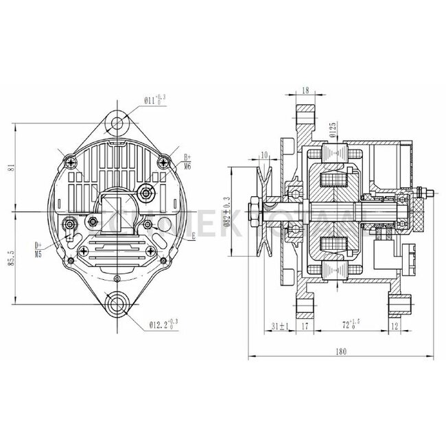 HELLA Generator 12 V, 55 A, Riemenscheibe Ø 82 mm, 9 Zähne | 8EL 015 643-171, 1530354C1, 4711700, 4772683, 4808498