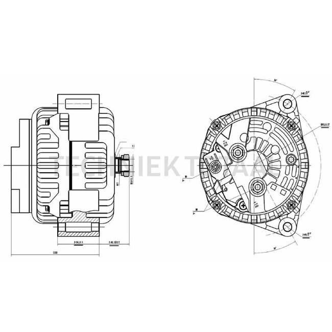 HELLA Generator 14 V, 120 A, ohne Riemenscheibe John Deere | 8EL 015 643-001, AL111676, AL114093, AL166646