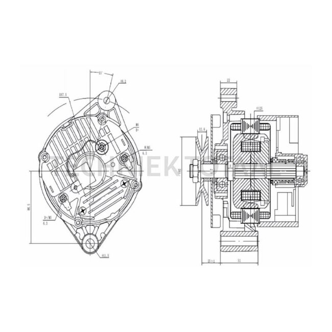HELLA Generator 14 V, 70 A, Riemenscheibe Ø 82 mm, 1 Nut John Deere | 8EL 015 643-351, AL207585, AL207586, AL207589, AL23434