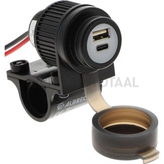 Albrecht Duo USB-connection USB-A / USB-C 12 / 24 V, IPX6, Quick Charge 3.0