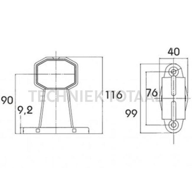PROPLAST LED position light SUPERPOINT 24 V, 116 x 99 x 47 mm, arm straight | 44168004