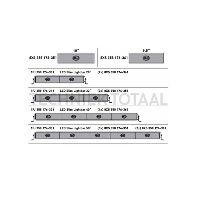 HELLA Haube Black Magic Slim 9,5 Zoll, 241,3 mm, LED Slim-Lightbar | 8XS 358 176-361