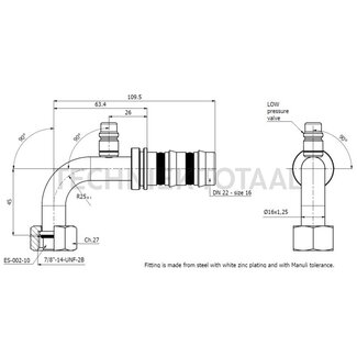 Manuli Kupplung 90° OR Innengewinde 7/8”-14-UNF LPV, Größe 16 DN22