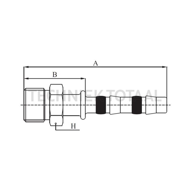 Manuli Airco koppeling recht buitendraad O-ring 1,1/16"-14-UNS, maat 12 DN16 | C37910-12-12