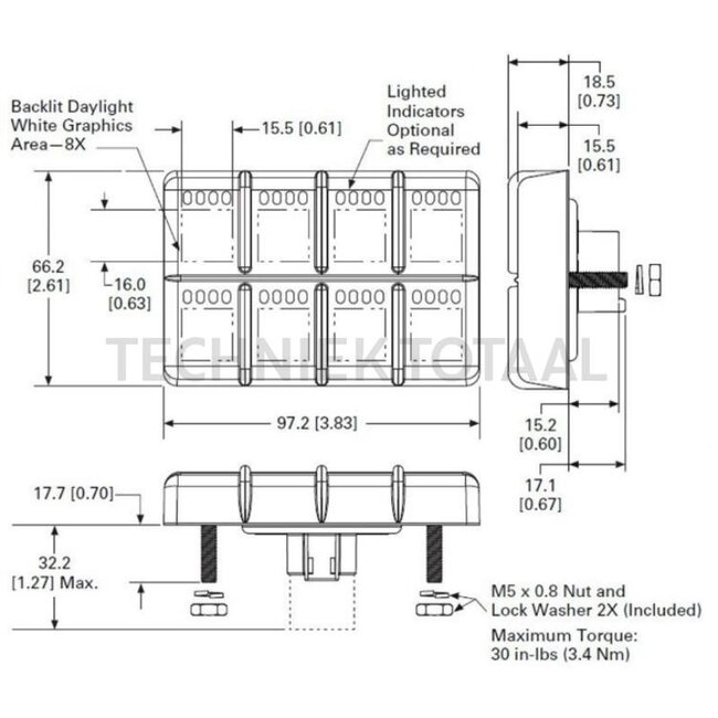 GRANIT b-Isobus keypad 2x4, 28 knoppen, AUX-N, IP68