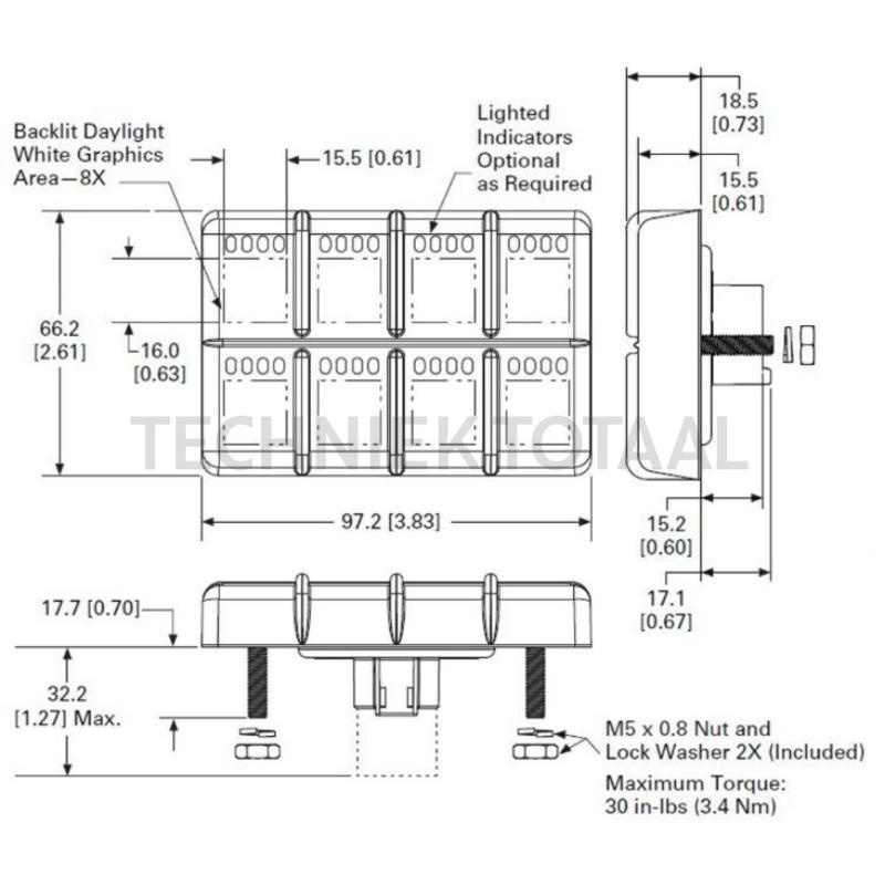 b-Isobus keypad 2x4, 28 knoppen, AUX-N, IP68, foto 4 van 4