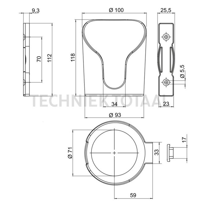 GRANIT Cup Holder geschlossen polycaprolactam mit Befestigungssatz Kurvenscheibe