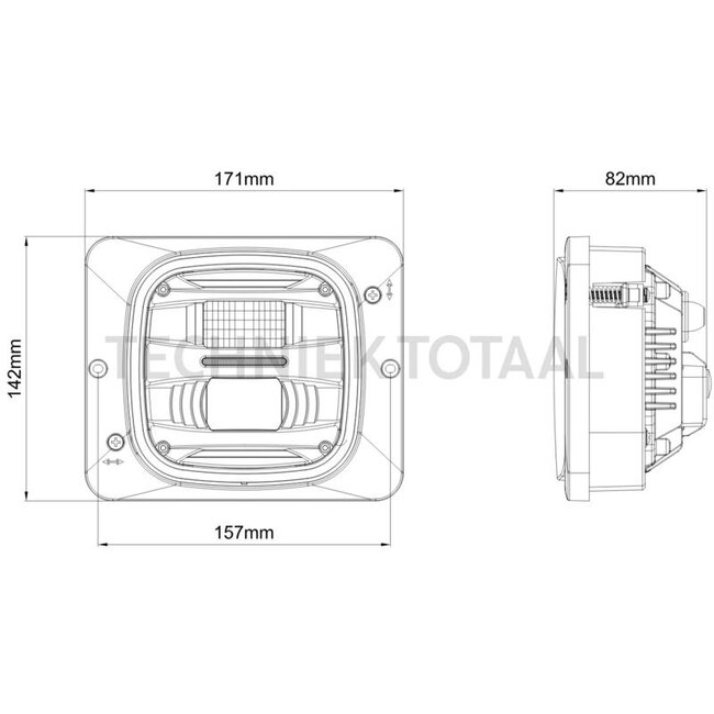 GRANIT LED main headlight 12/24 V, 142 x 171 x 82 mm, H4 + blade terminal | 04364846, 1709575, 1709675, 1991738, 3140022R92