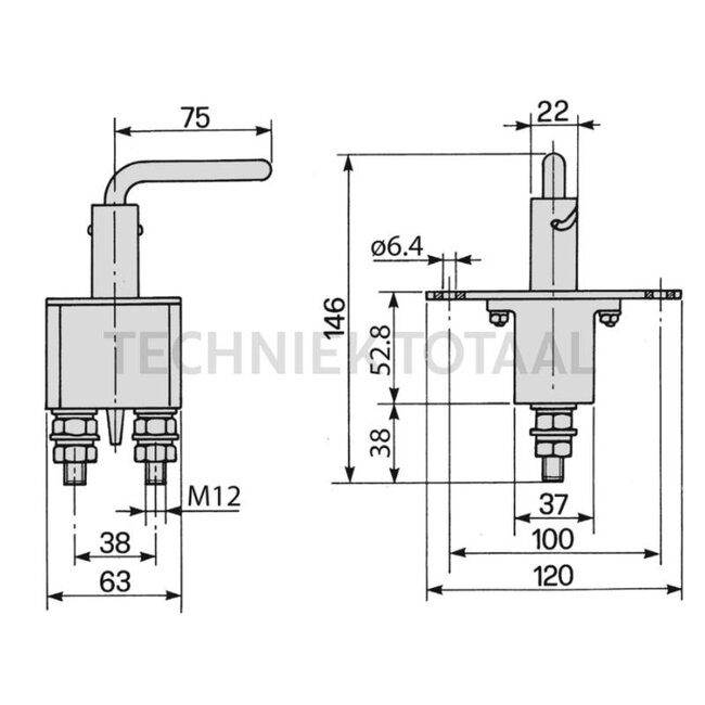 Cobo Hoofdschakelaar accu 12 / 24 V, 250 A, IP65 Massey Ferguson 4240, 4370 | 3613598M91, AG520910
