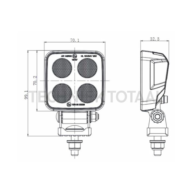 GRANIT Arbeitsscheinwerfer LED 24 W, 1731 lm, 70 x 70 x 32,5 mm, M10-10 Stück