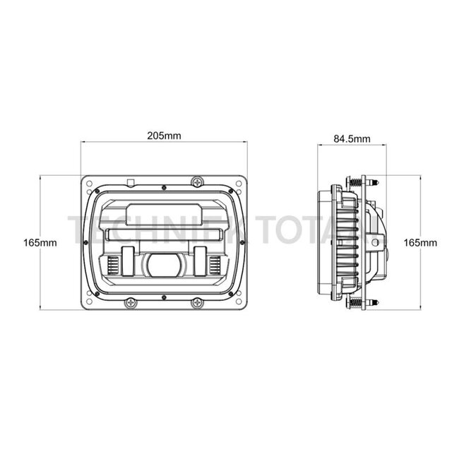 GRANIT Hauptscheinwerfer LED 12/24 V, 205 x 165 x 84,5 mm, H4 Case IH, Fiat | 5120073, 5138349