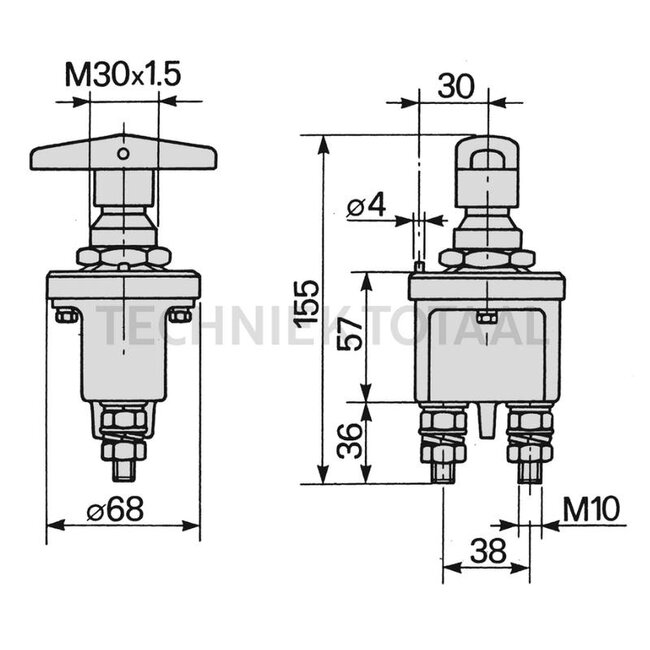 Cobo Hoofdschakelaar accu 250 A, IP65, -40 ÷ 85 °C