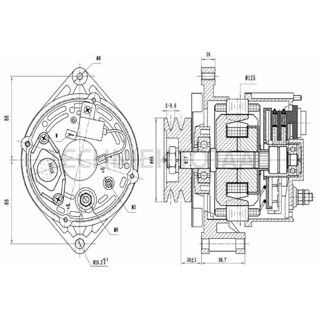 HELLA Alternator 14 V / 95 A, pulley Ø 86 mm, 2 grooves, Case IH, Ford | 8EL 015 643-271, 142000090195, 162000090295, 47335508, 87745604