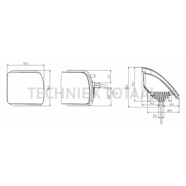 GRANIT Arbeitsscheinwerfer LED Flutlicht links 20 W, 121,4 x 116,5 x 111,2 mm | 19016374, AL119770, AL172569