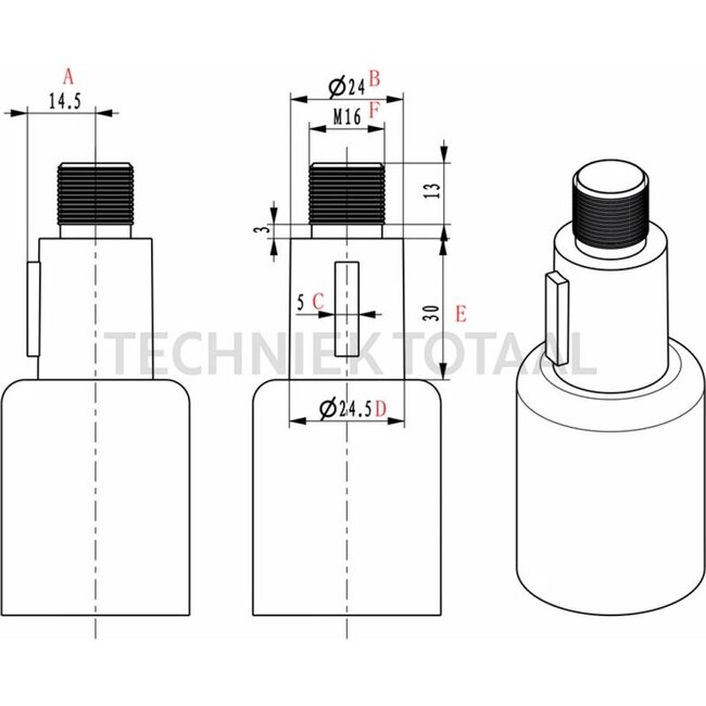 FJDynamics Lenkradadapter 34# sleeve, 36 Zähne, Ø 19,3 mm, Nabenlänge 75 mm