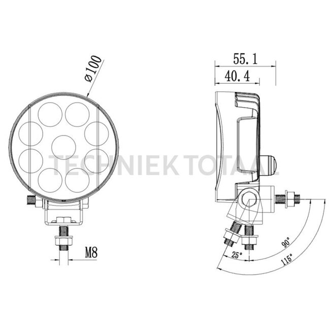 GRANIT LED work lights floodlight 20 W, 100 x 40,4 mm, with switch