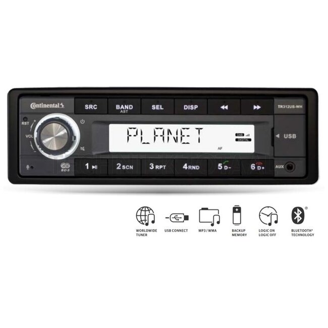 Continental Radio TR312UB-WH 12 V, FM RDS, bluetooth, USB | 2801100004301