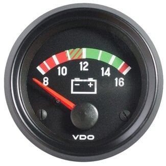 VDO Voltmeter 8 - 16 V DC, 52 mm, zwart, Cockpit International