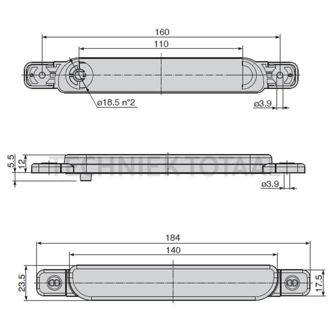 Cobo Positielicht LED wit 12 V, 184 x 23,5 x 12 mm, 8 LED's, IP66