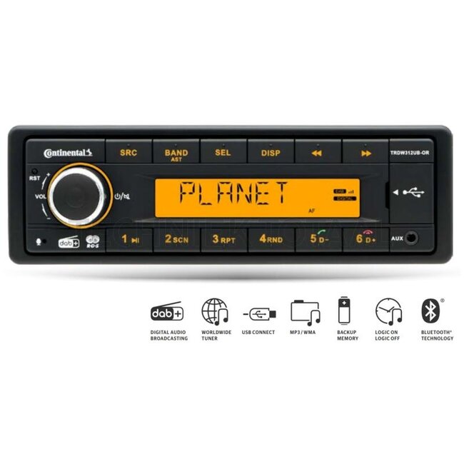 Continental Radio TRDW312UB-OR 12 V, DAB+, FM RDS, bluetooth, USB | 2801100082301