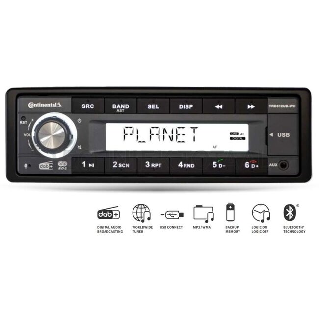 Continental Radio TR312UB-WH 12 V, DAB+, FM RDS, bluetooth, USB | 2801100006301