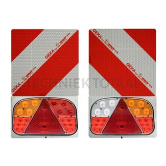 GEKA LED warning sign set, one-sided fog light, 462 x 283 mm, 7 m