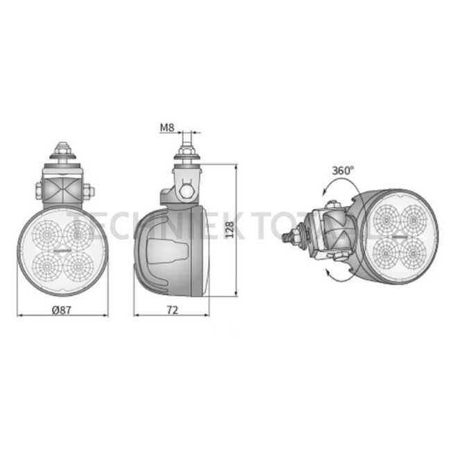 GRANIT LED work light round flood beam 21 W, 1600 lm, 12 / 24 V