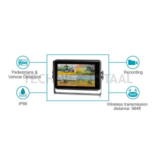 GRANIT HD Quad-Quad AI monitor 10 inch wireless, 4 channels, IP66