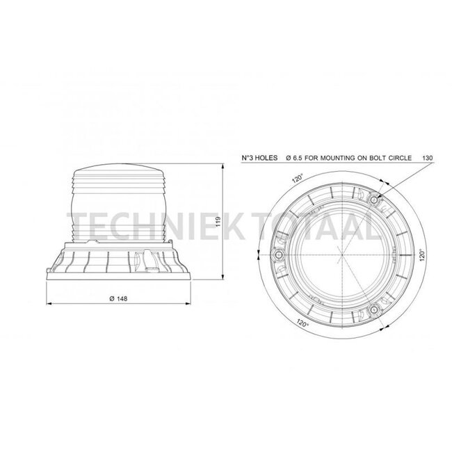 Vignal Rundumleuchte LED Ø 148 mm, 10 - 110 V, 3 Schrauben Linde, Still | 0009741800, 0009741801, 0009741829, 0714003, 1067782-001