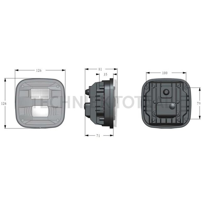 GRANIT LED main headlight 12/24 V, 126 x 126 x 81 mm, H4 John Deere 6230-7530 | AL173619, AL178138