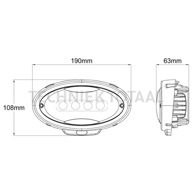 GRANIT LED werklamp ovaal spotlight 65 W, 3500 lm John Deere 5100R - 8320R | RE269637