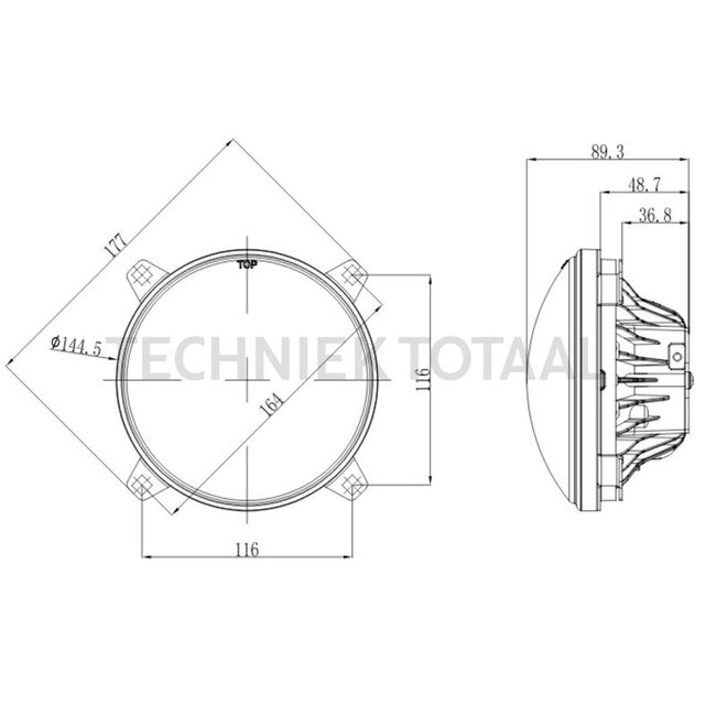 GRANIT Hauptscheinwerfer LED rund 144,5 x 89,3 mm, H4, 12/24 V | 2.8029.820.0/20