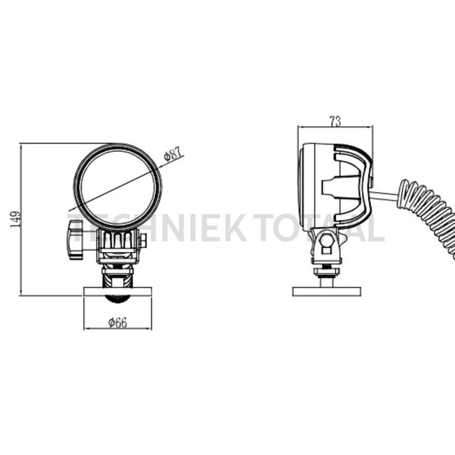 GRANIT Werklamp LED 15 W, 1700 lm, 87 x 87 x 72 mm, spiraalkabel 8000 mm