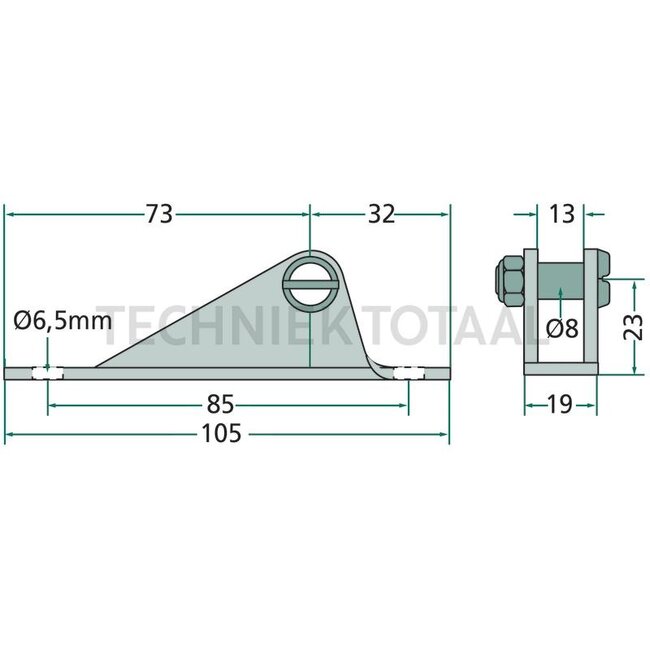 Stabilus Befestigungsblock Gasdruckdämpfer 105 x 18 x 31 mm, Stift-Ø 8 mm