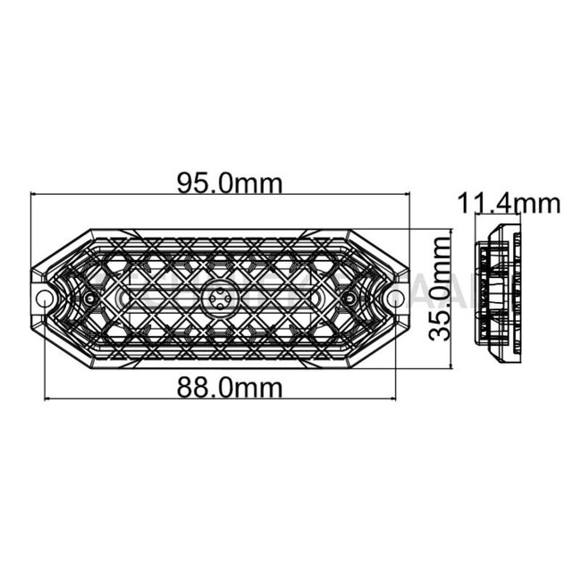 GRANIT LED flashing beacon orange 5,5 W, 12 / 24 V, 95 x 35 x 11,4 mm