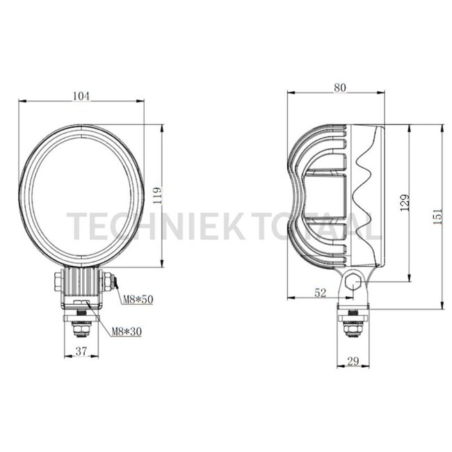 GRANIT Werklamp LED ovaal 15 W, 1900 lm, 104 x 119 x 80 mm, 12 / 24 V | AL119291, AL150478, RE219708, RE233263