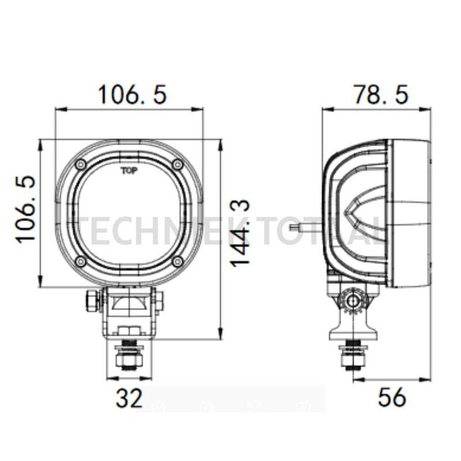 GRANIT LED werklamp vierkant 46 W, 4480 lm, 12 / 24 V, 106 x 106 x 78 mm