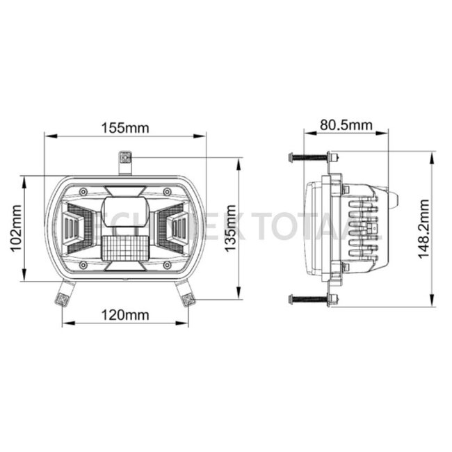 GRANIT LED main headlight square 155 x 102 x 80,5 mm, H4, two installation options | 1015512, 5186962