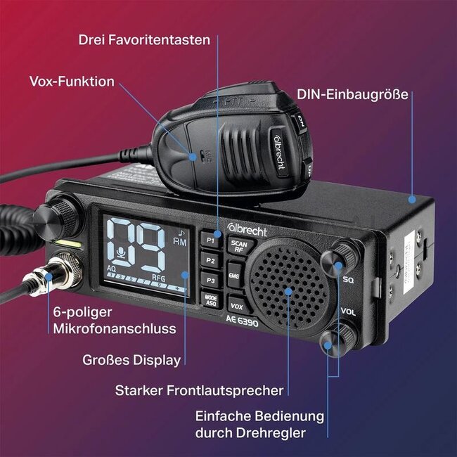 Albrecht AE 6390 CB-Mobilfunkgerät 12 / 24 V, 4 watt AM/FM
