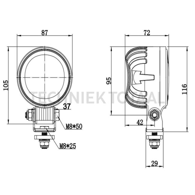 GRANIT Arbeitsscheinwerfer LED rund 15 W, 1700 lm, 87 x 87 x 72 mm, 12 / 24 V | AL219331
